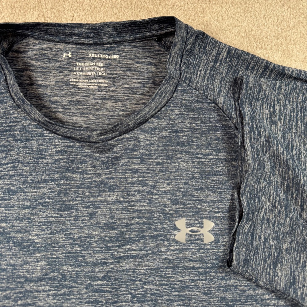 Under Armour Mens XXL Blue Heather The Tech Tee Short Sleeve Loose‎ Fit Shirt